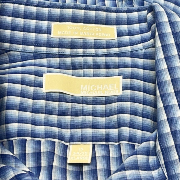 Michael Kors Men’s Blue Plaid Button Down Shirt Sz XL - Picture 5 of 6